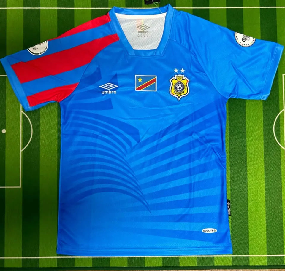 2024/25 Congo DR Home Blue Fans Soccer Jersey 民主刚果 Front