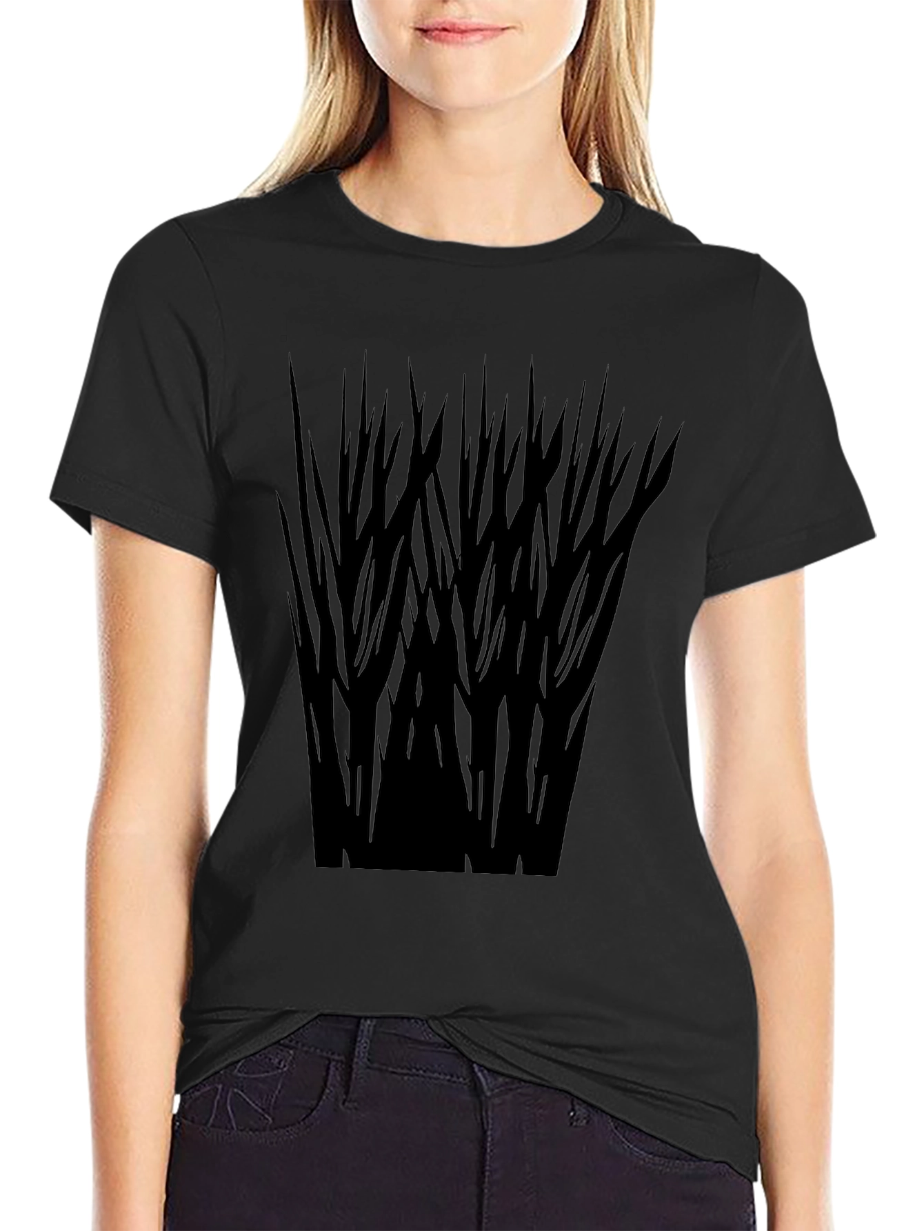 Stylish Black T-Shirt with Abstract Dark Graphic