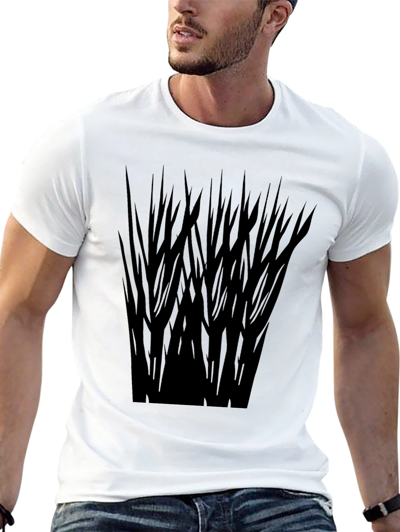 Stylish Black T-Shirt with Abstract Dark Graphic