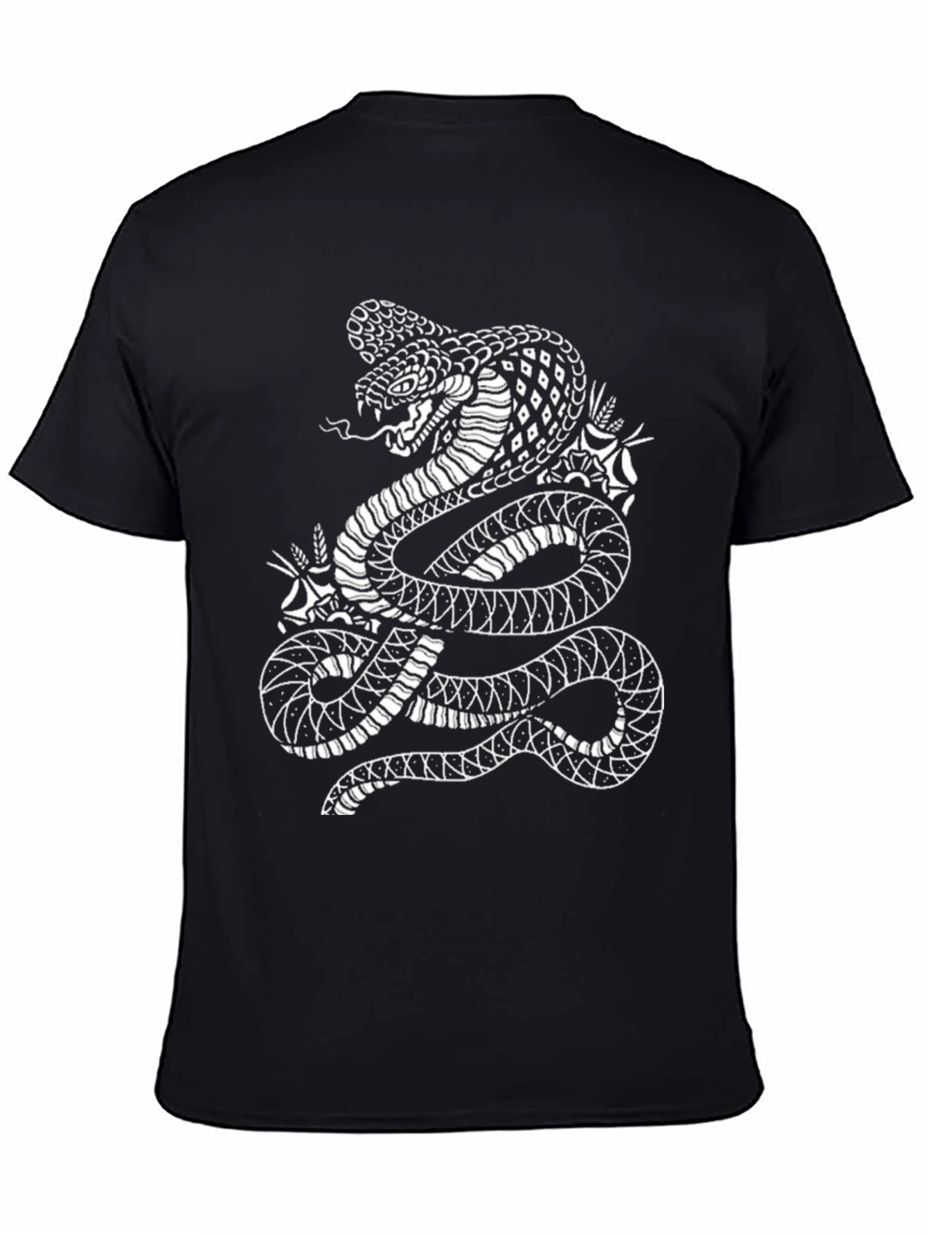 Cobra Graphic Tee - Stylish Snake Design - Black Cotton Shirt