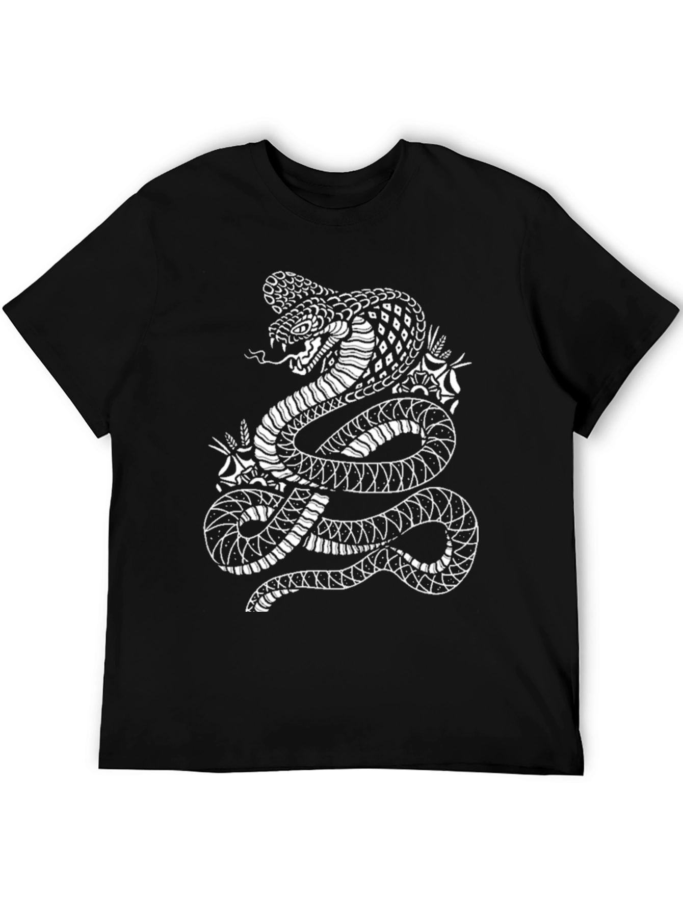 Cobra Graphic Tee - Stylish Snake Design - Black Cotton Shirt