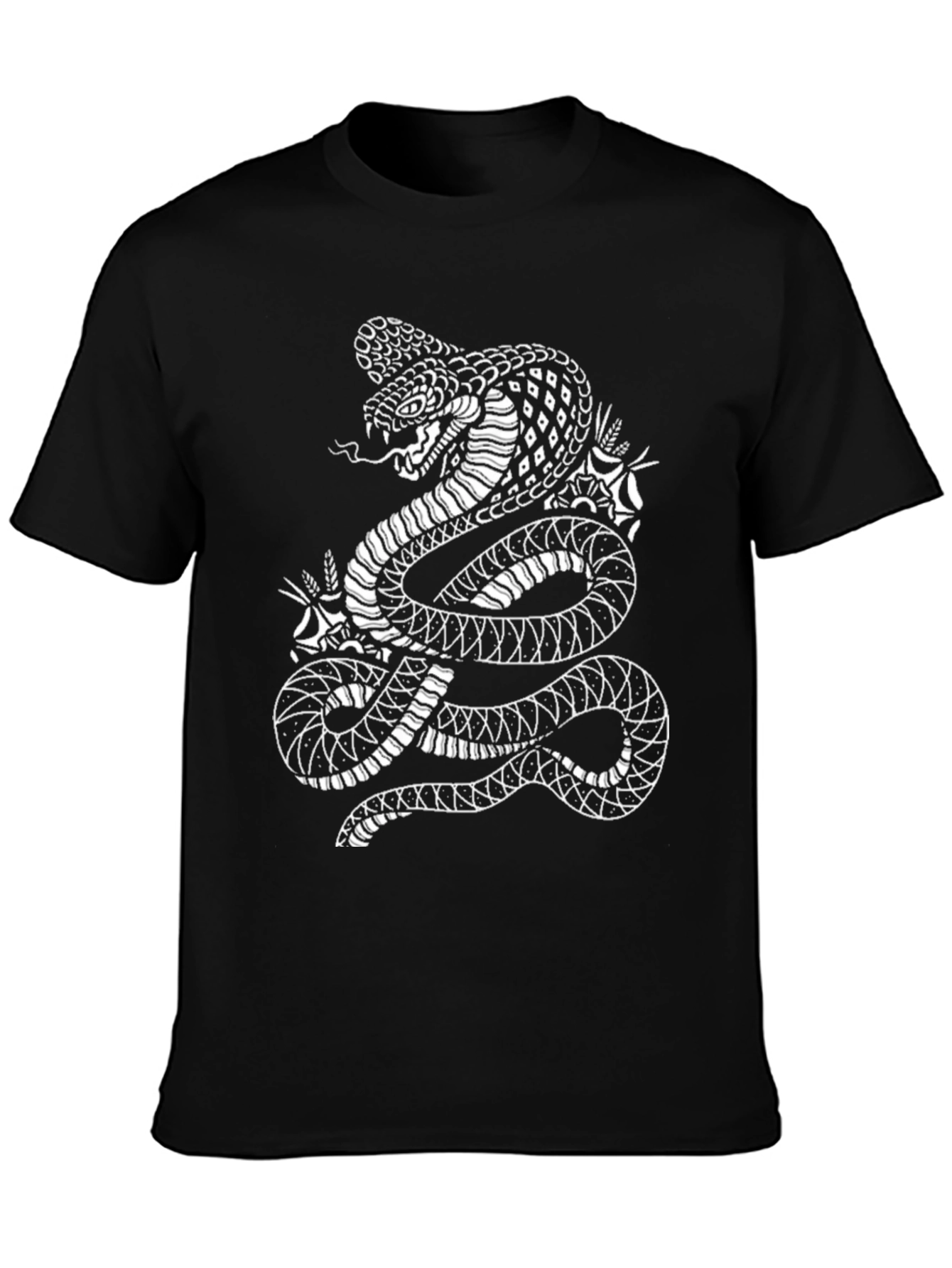 Cobra Graphic Tee - Stylish Snake Design - Black Cotton Shirt