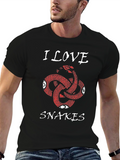 I Love Snakes Graphic Tee - Black Cotton T-Shirt