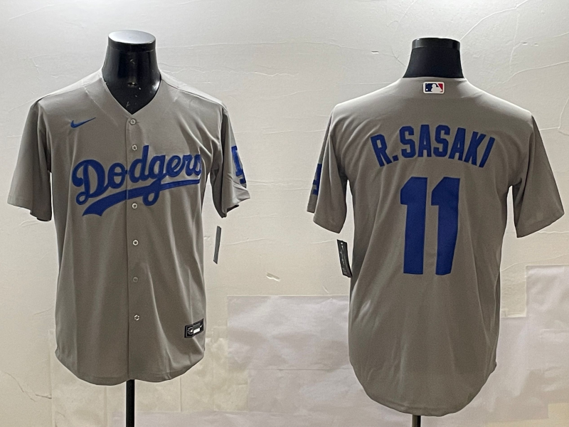Men's Los Angeles Dodgers Roki Sasaki #11 Gray Replica Game Jerseys