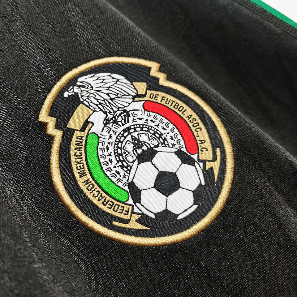 2010 Mexico Away Black Retro Soccer Jersey Detail 2