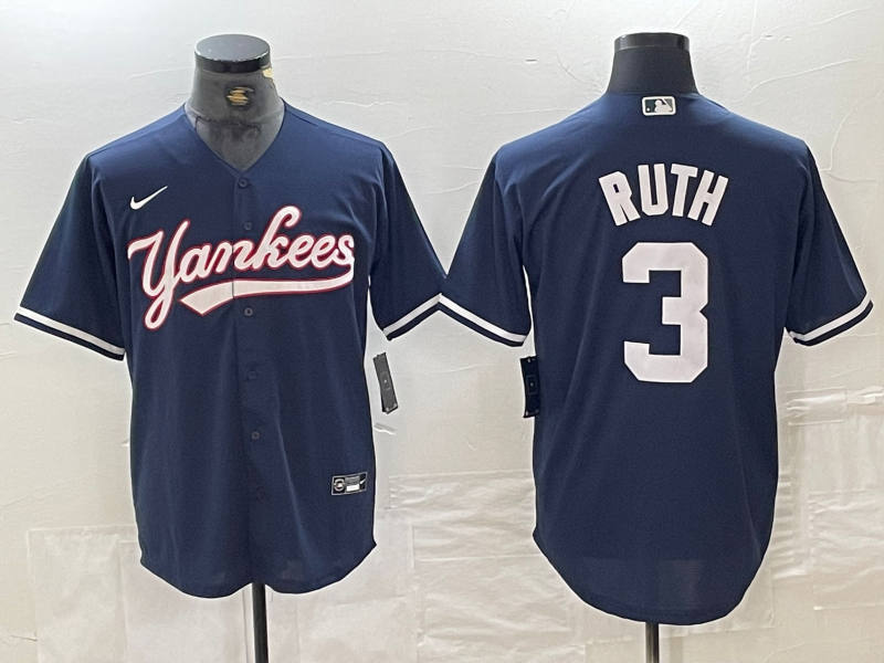 Men's New York Yankees Babe Ruth #3 Navy Limited Player Jerseys