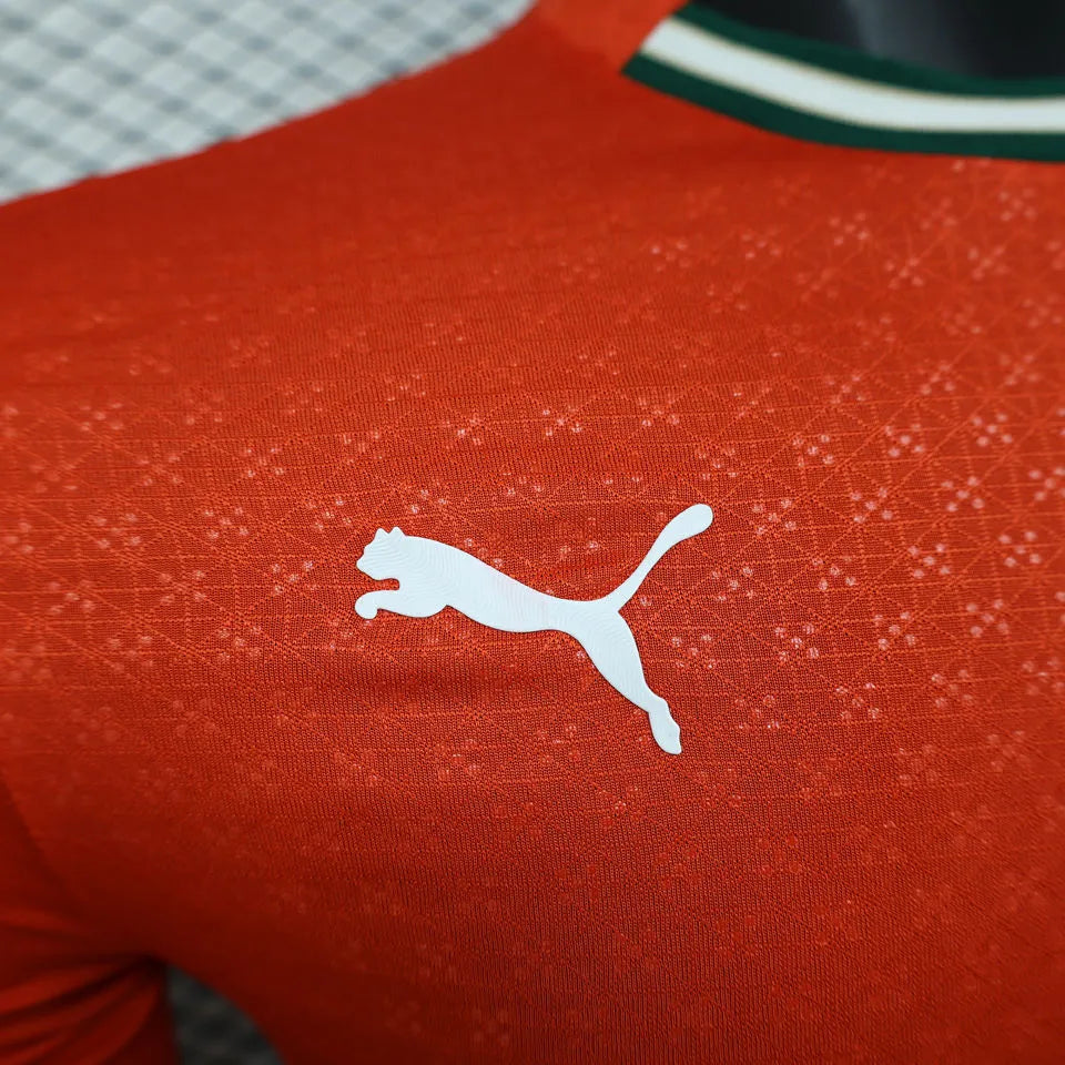2025 Portugal Home Red Player Version Long Sleeve Soccer Jersey Detail 3