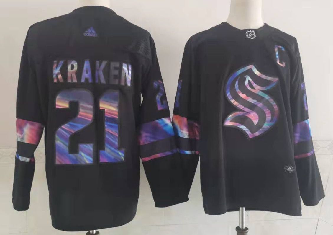 Men's Seattle Kraken Kraken #21 Black Game Jerseys