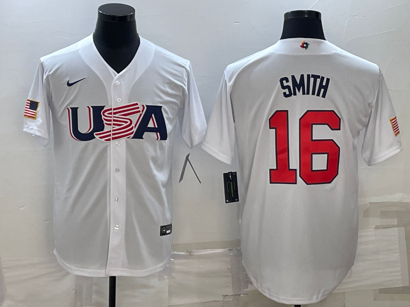 Men's 2023 World Baseball Classic #16 Will Smith USA White Jerseys