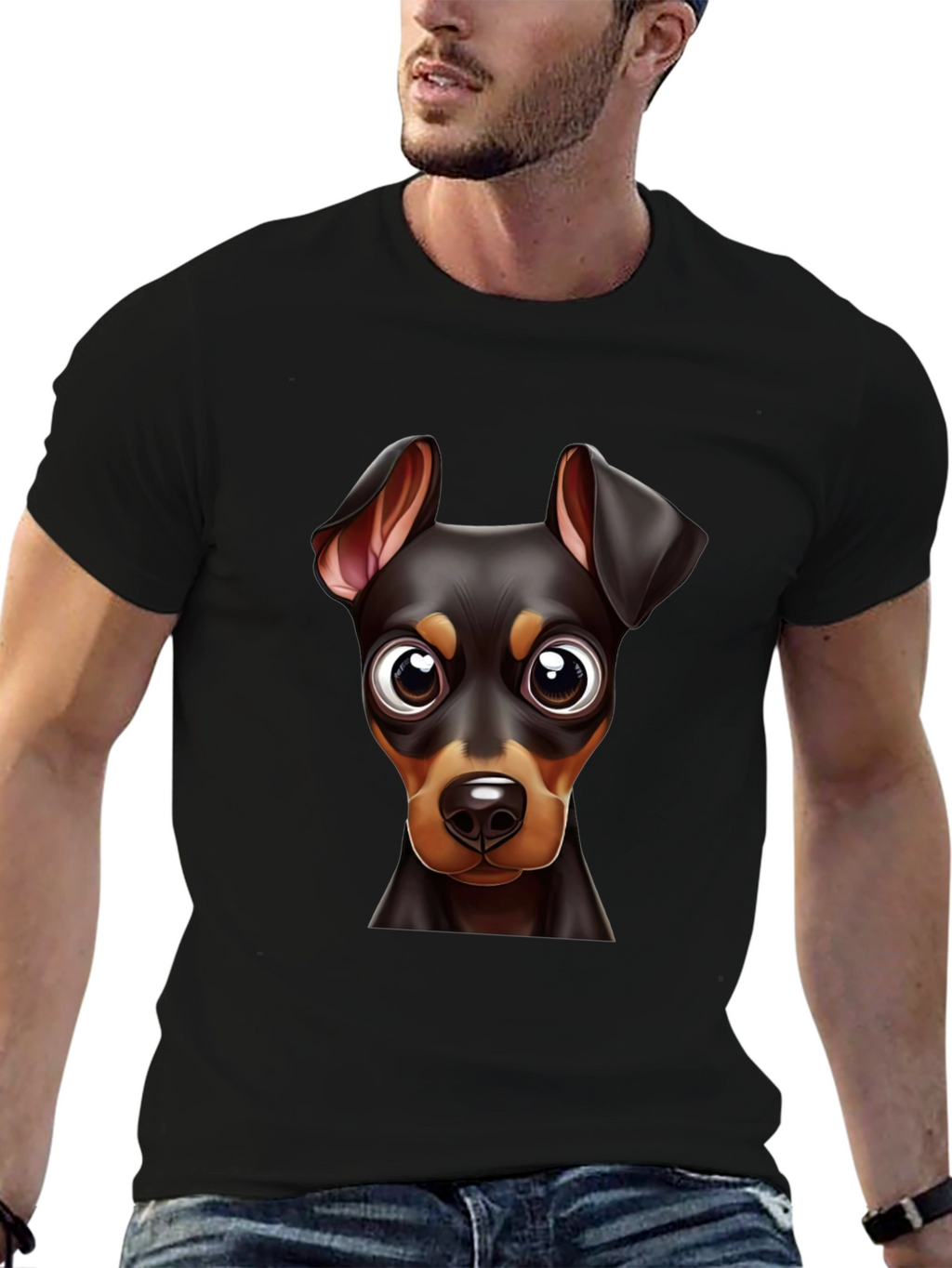 Dog Breed Graphic Print Tee - Black