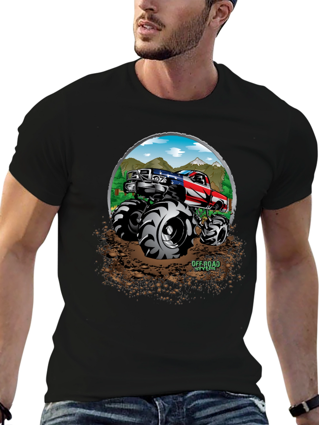 Off-Road Truck Graphic Tee - Patriotic Monster Truck Design
