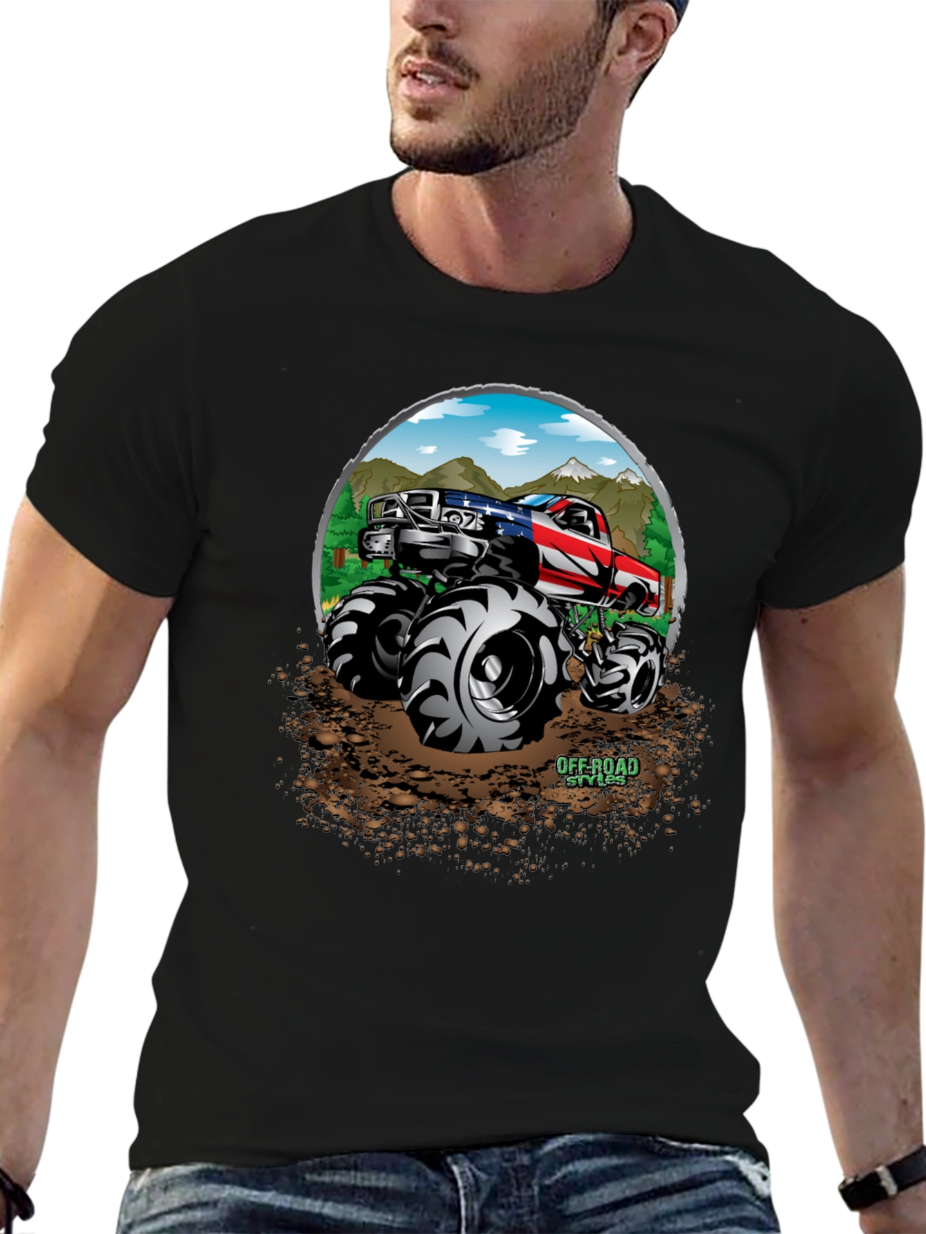 Off-Road Truck Graphic Tee - Patriotic Monster Truck Design