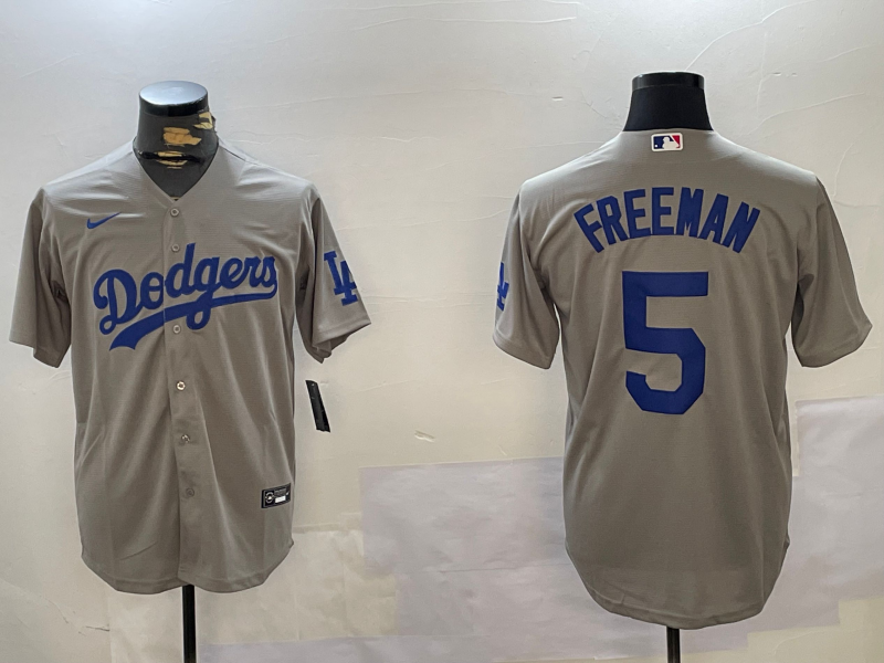 Men's Los Angeles Dodgers Freddie Freeman #5 Gray Game Player Jerseys