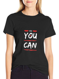 Motivational Yes You Can Graphic Tee - Black