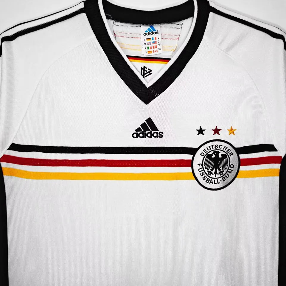1998 Germany Home White Retro Soccer Jersey Detail 3