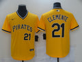 Men's Pittsburgh Pirates Roberto Clemente #21 Yellow Replica Baseball Jerseys