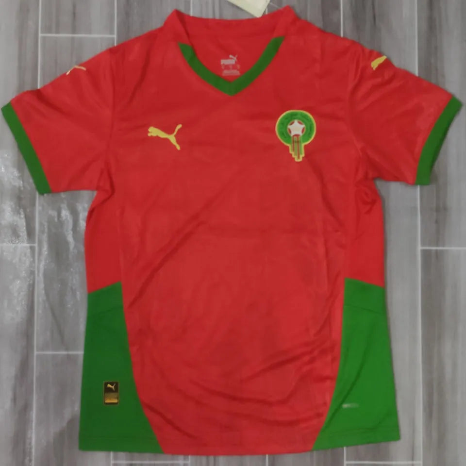 2024/25 Morocco Red Fans Soccer Jersey Front