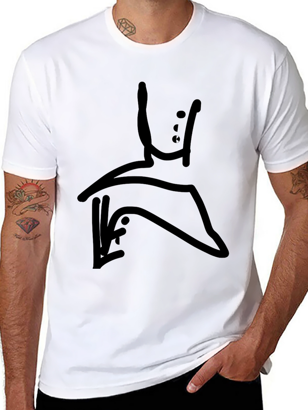 Modern Abstract Graphic Print Black T-Shirt