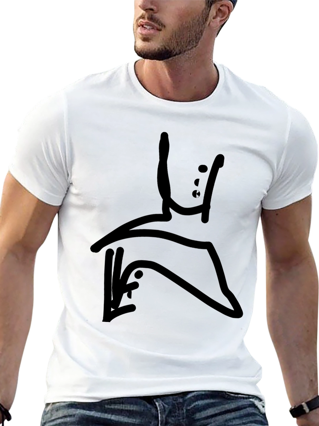 Modern Abstract Graphic Print Black T-Shirt