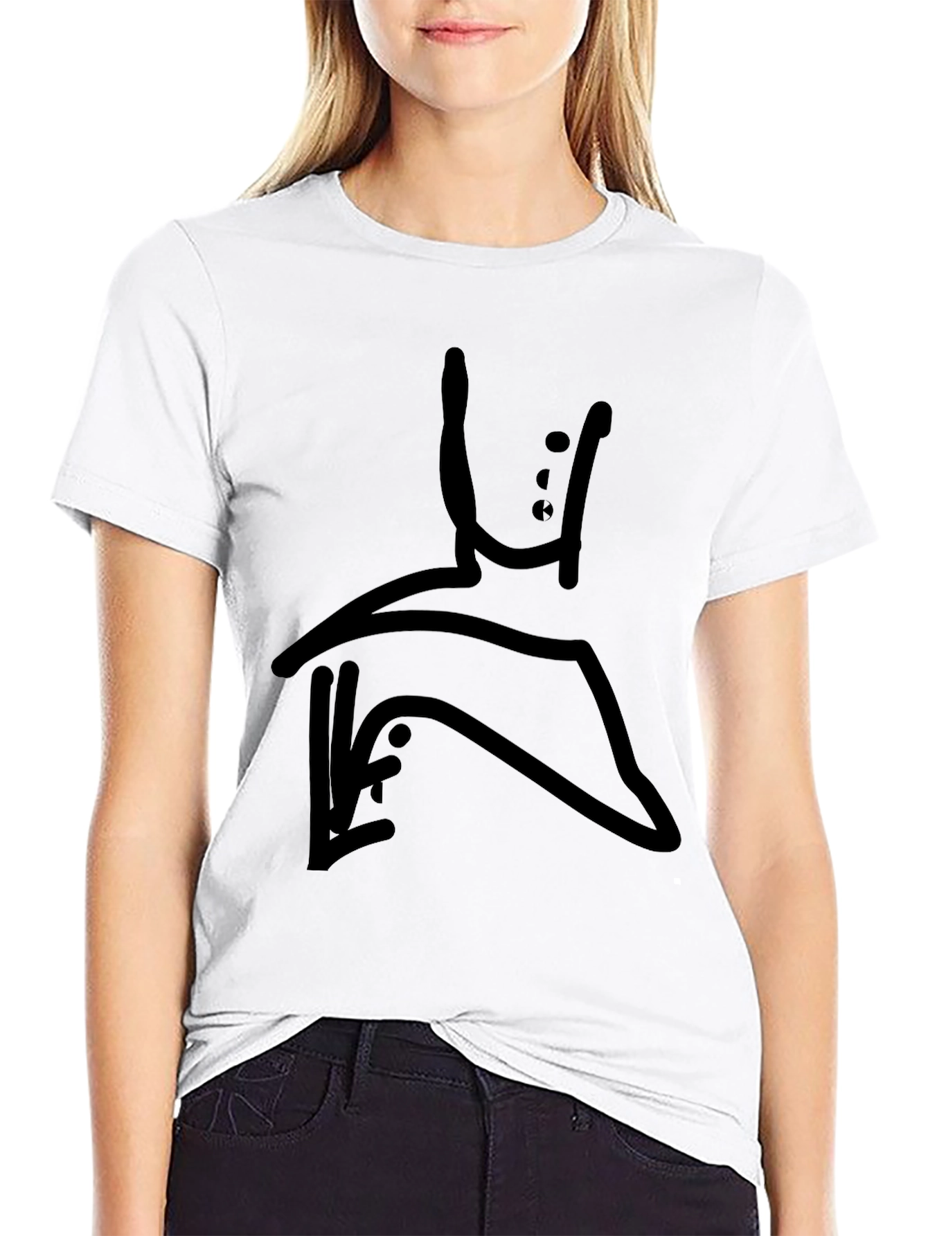 Modern Abstract Graphic Print Black T-Shirt