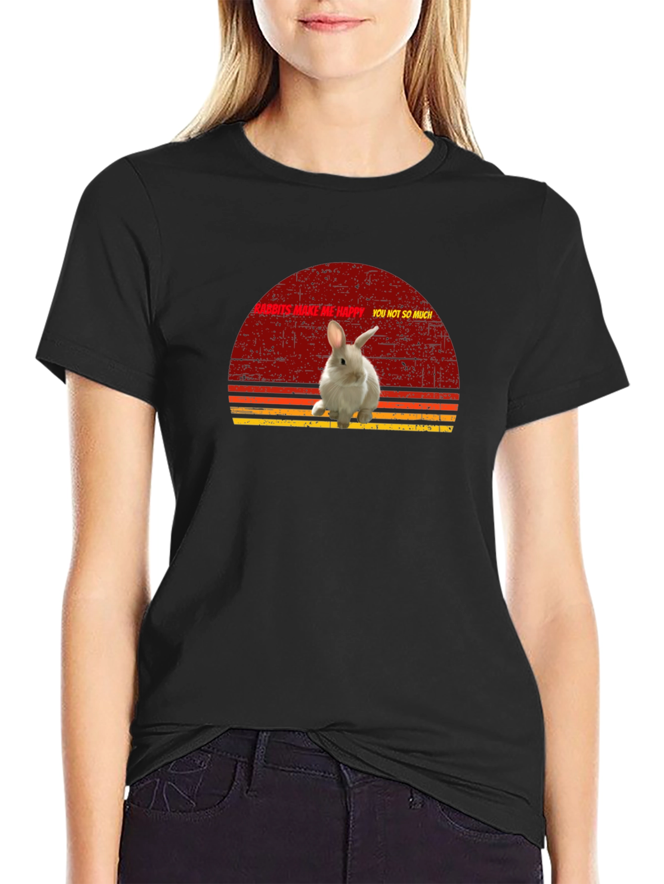 Rabbits Make Me Happy Graphic T-Shirt