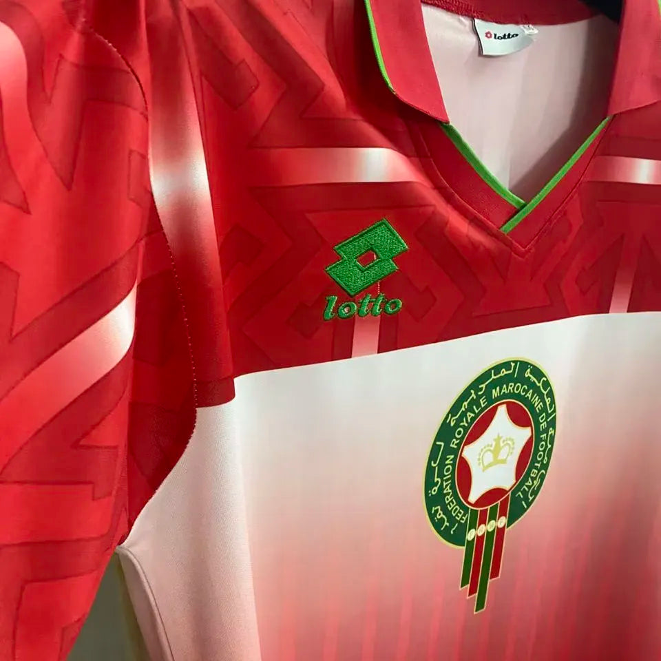 1994/95 Morocco Red Retro Soccer Jersey Detail 3