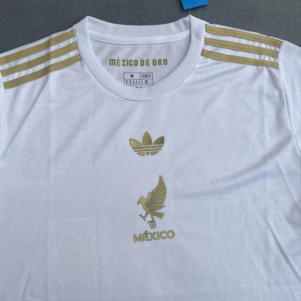 2025 Mexico White Special Edition México de Oro Fans Soccer Jersey Detail 1