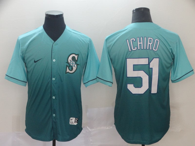 Men's Seattle Mariners Ichiro Suzuki #51 Green gradient Replica Jerseys