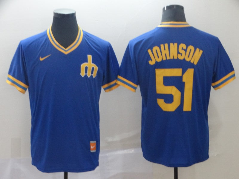 Men's Seattle Mariners Randy Johnson #51 Blue Replica Baseball Jerseys