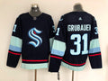 Men's Seattle Kraken  Philipp Grubauer #31 Navy Home Breakaway Player Jerseys