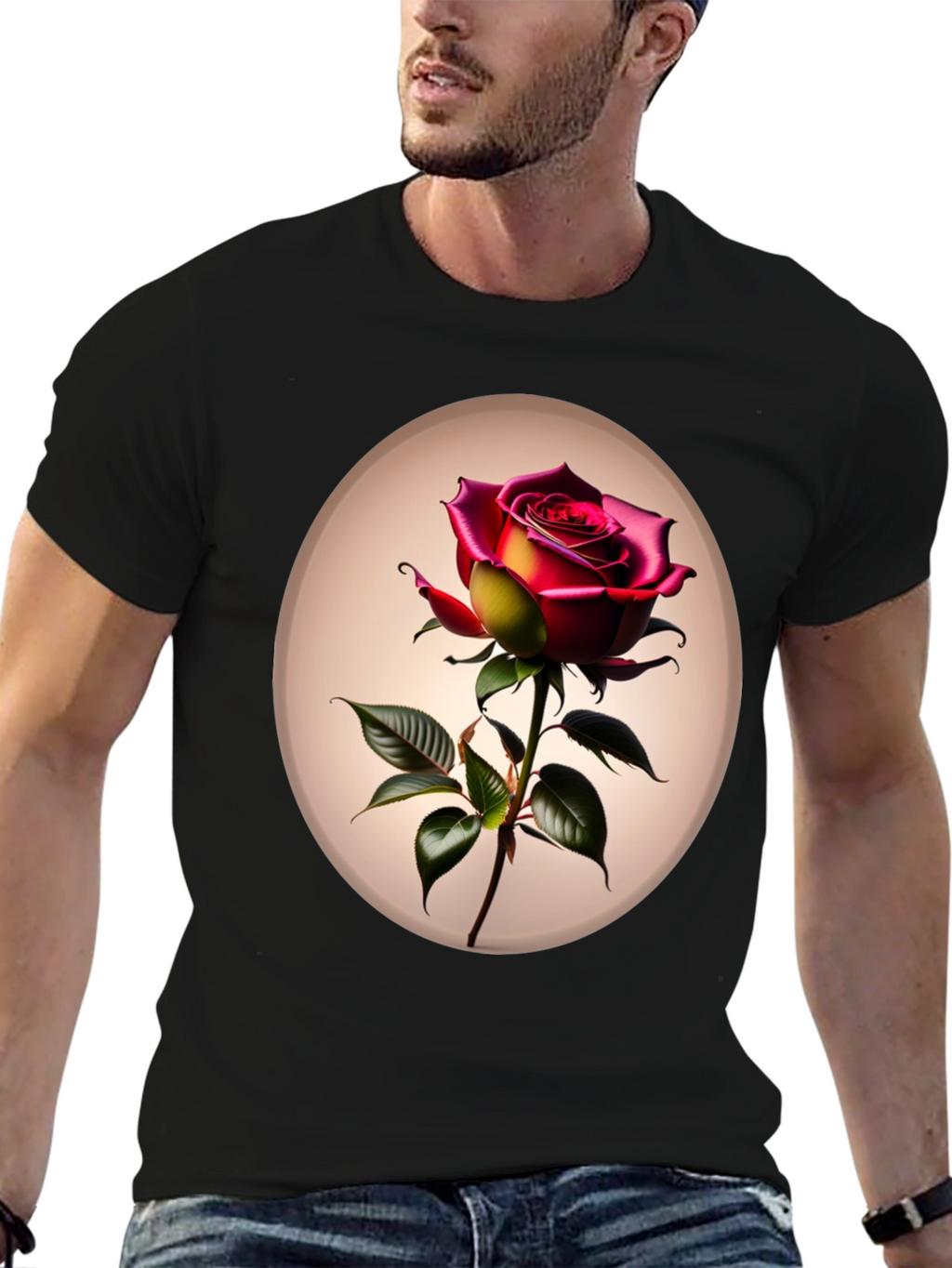 Rose Graphic Tee - Elegant Floral T-Shirt