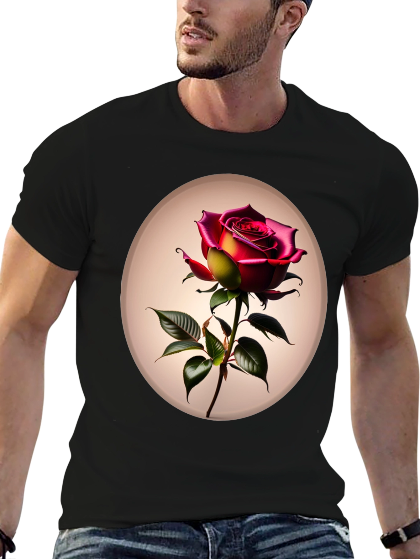 Rose Graphic Tee - Elegant Floral T-Shirt