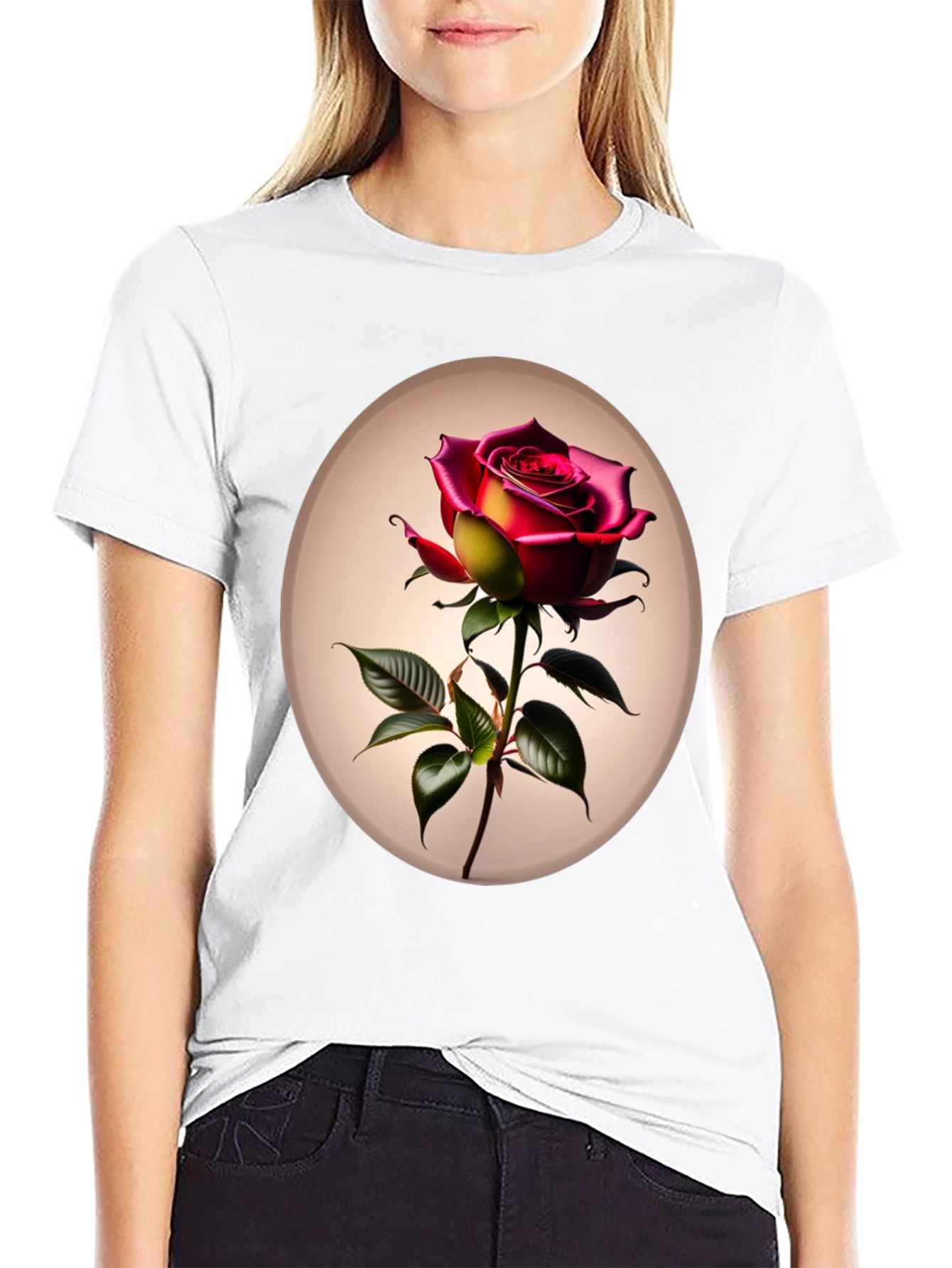Rose Graphic Tee - Elegant Floral T-Shirt