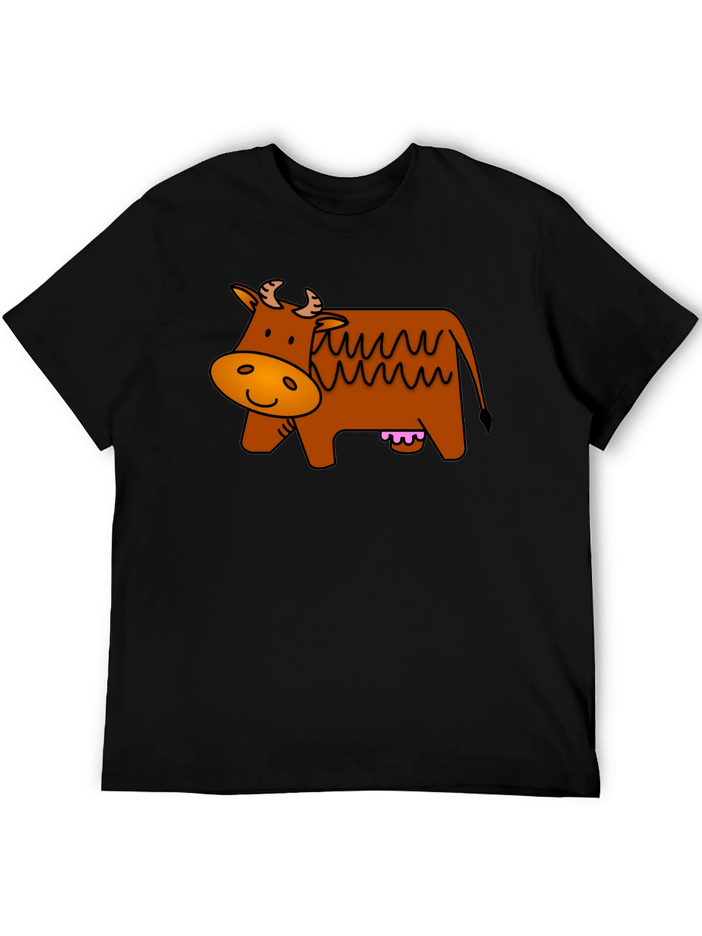 Cartoon Cow Graphic Black T-Shirt