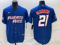 Men's 2023 World Baseball Classic #21 Roberto Clemente Puerto Rico Blue Jerseys