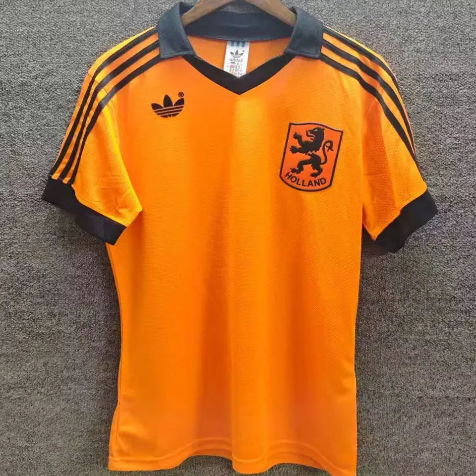1980 NL Home Orange Retro Soccer Jersey Front