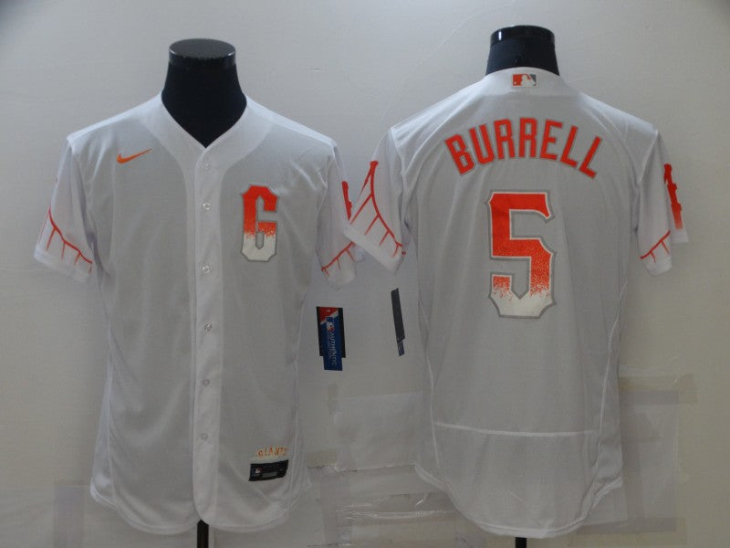 Men's San Francisco Giants Pat Burrell #5 White Replica Baseball Jerseys City Edition