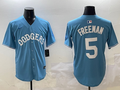 Men's Los Angeles Dodgers Freddie Freeman #5 Light Blue Limited Player Jerseys