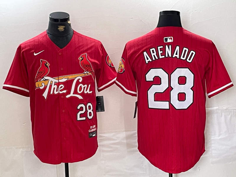 Men's St. Louis Cardinals Nolan Arenado #28 Red 2024 City Connect Limited Player Jerseys