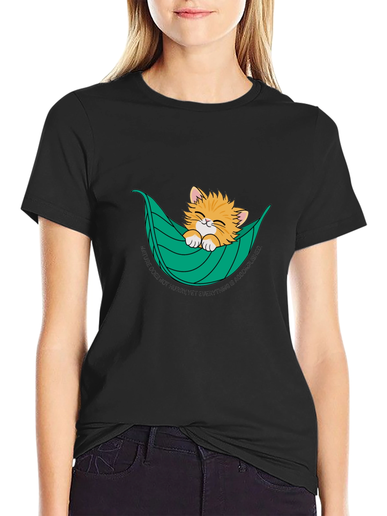Cat in Hammock T-Shirt - Nature Does Not Hurry Tee