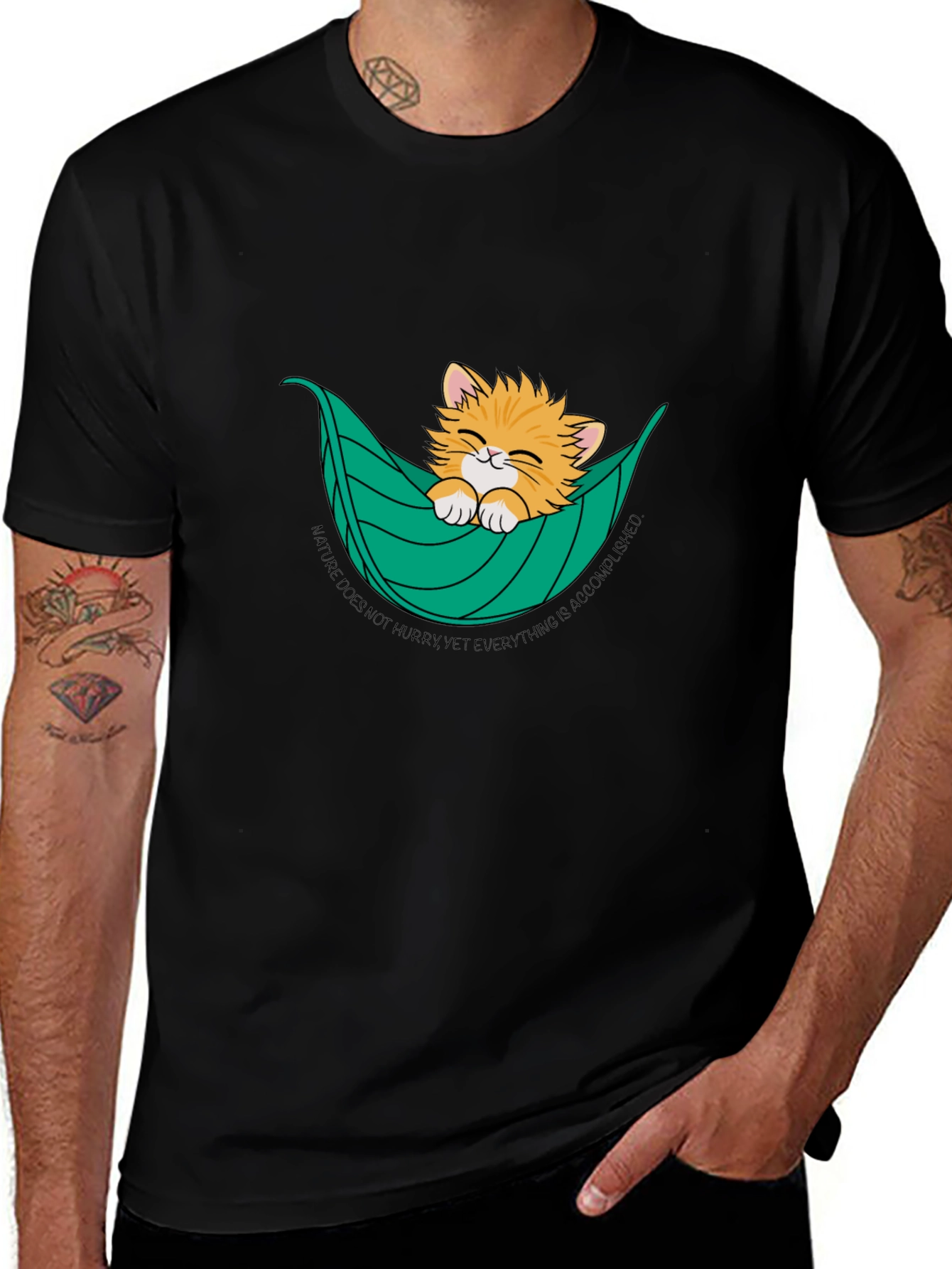 Cat in Hammock T-Shirt - Nature Does Not Hurry Tee