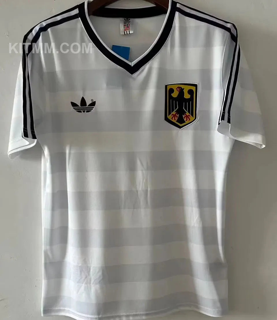 1984 Germany Home White Retro Soccer Jersey Front