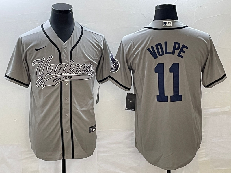 Men's New York Yankees Anthony Volpe #11 Gray Player Jerseys Joint Edition