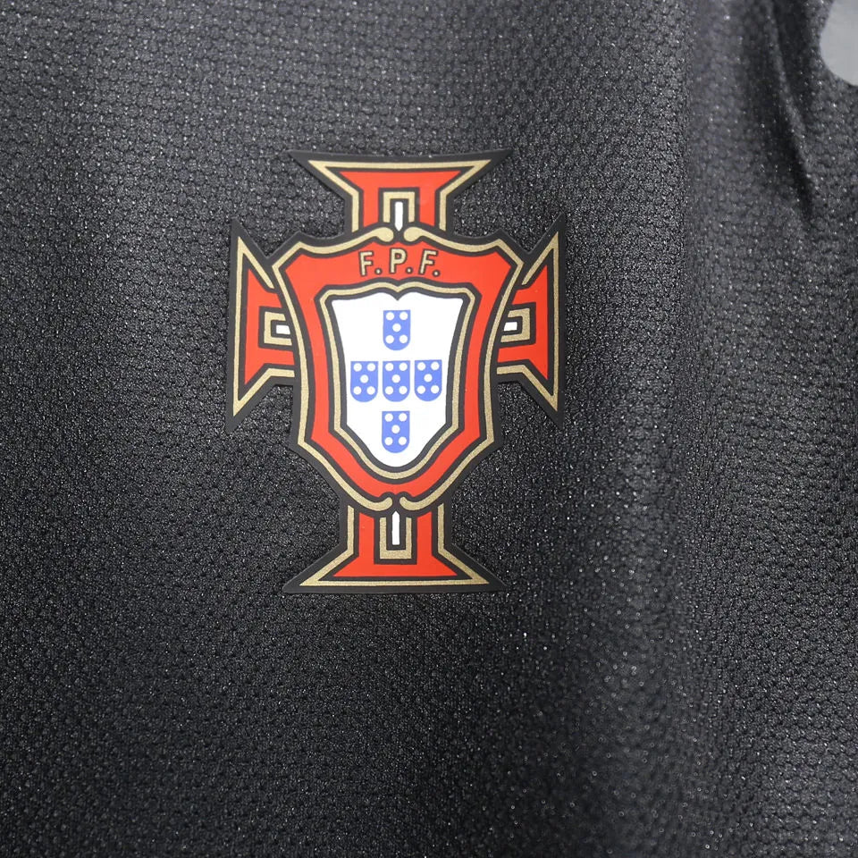 2013 Portugal Away Black Retro Player Version Long Sleeve Jersey 球员版 长袖 Detail 3