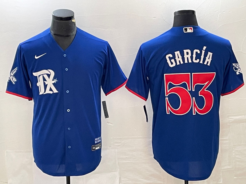 Men's Texas Rangers Adolis Garcia #53 Royal Replica Player Jerseys