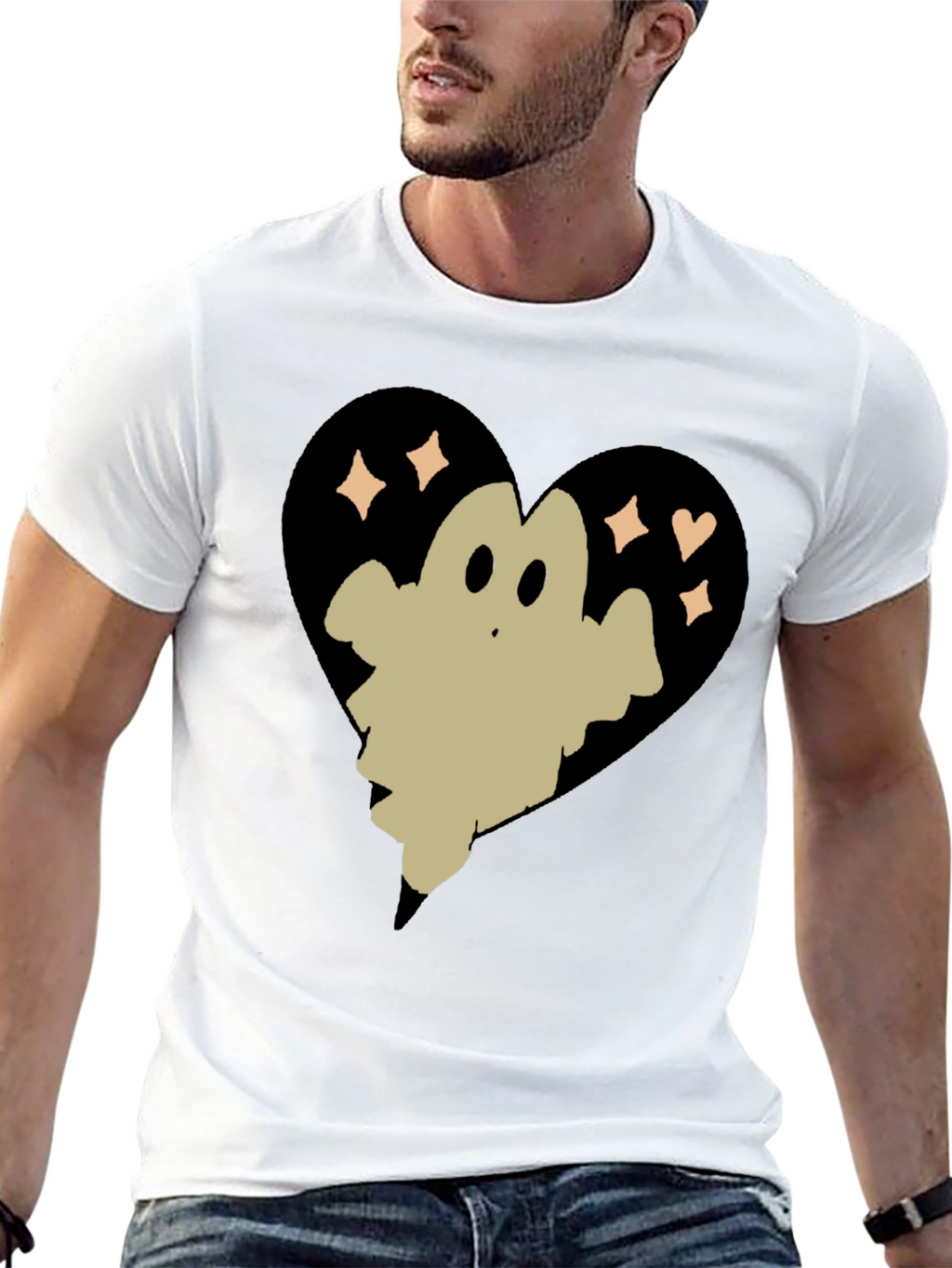 Ghost Heart Graphic Tee - Spooky Cute T-Shirt