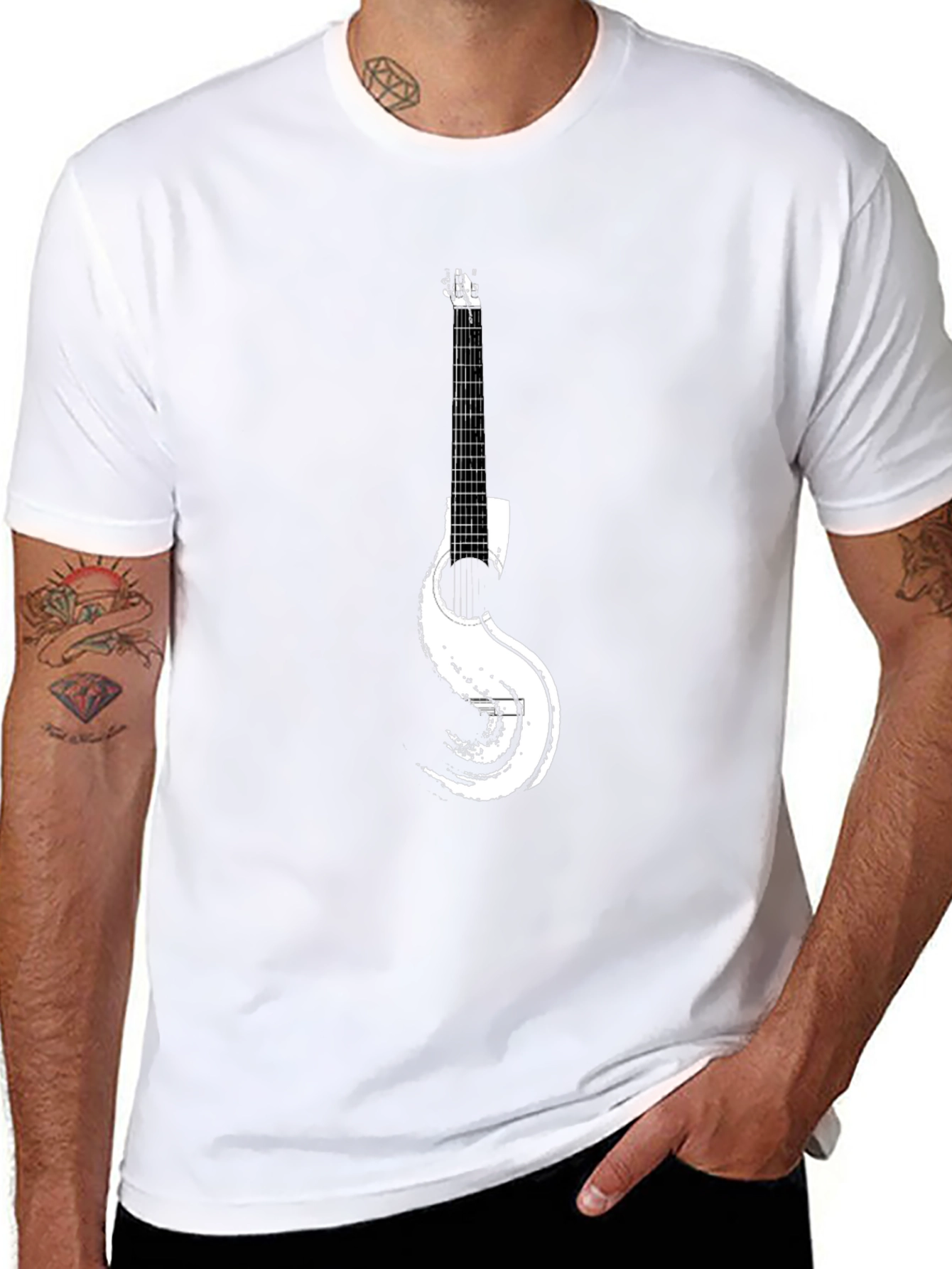 Guitar Graphic Black T-Shirt for Music Lovers