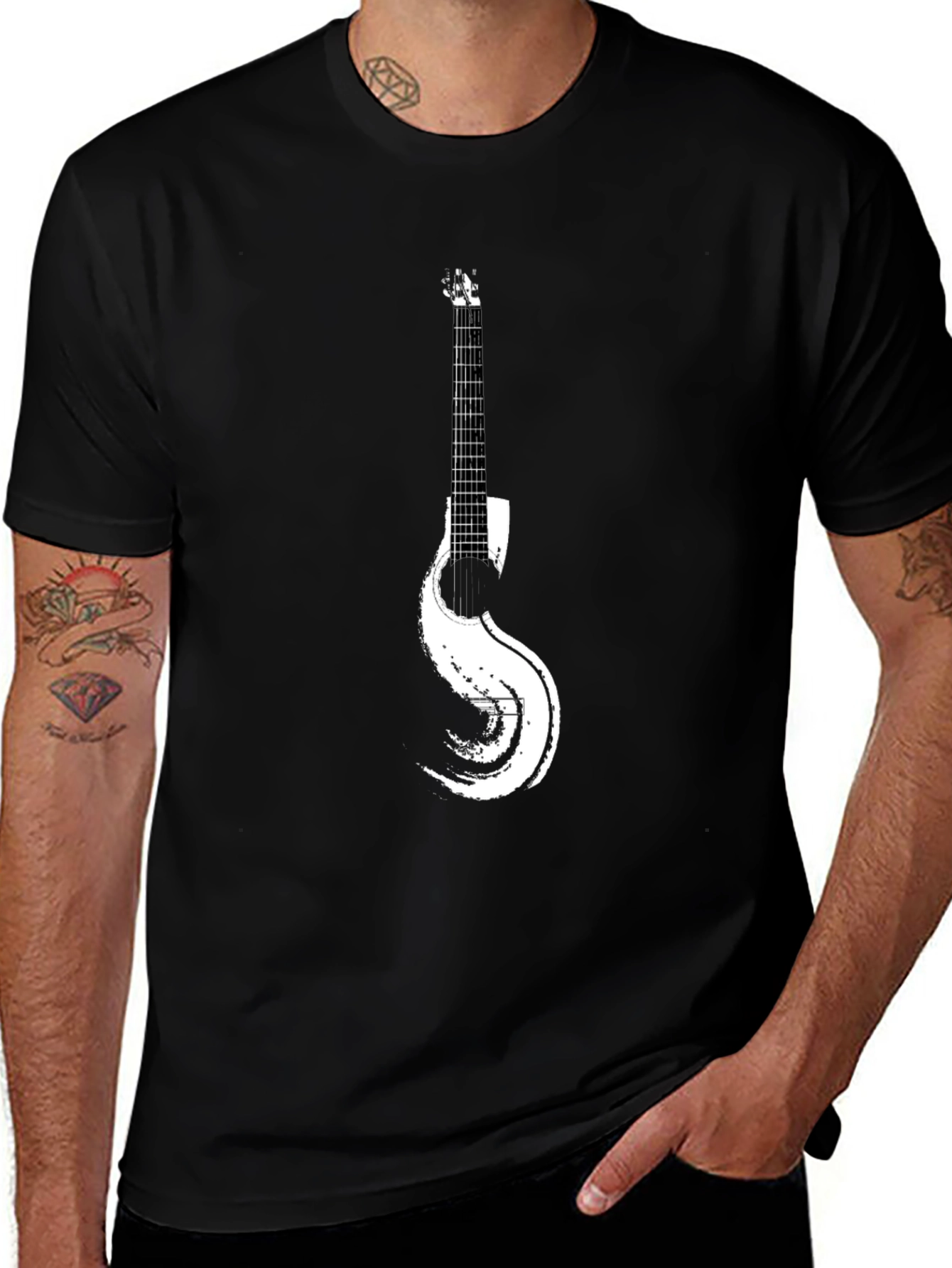 Guitar Graphic Black T-Shirt for Music Lovers