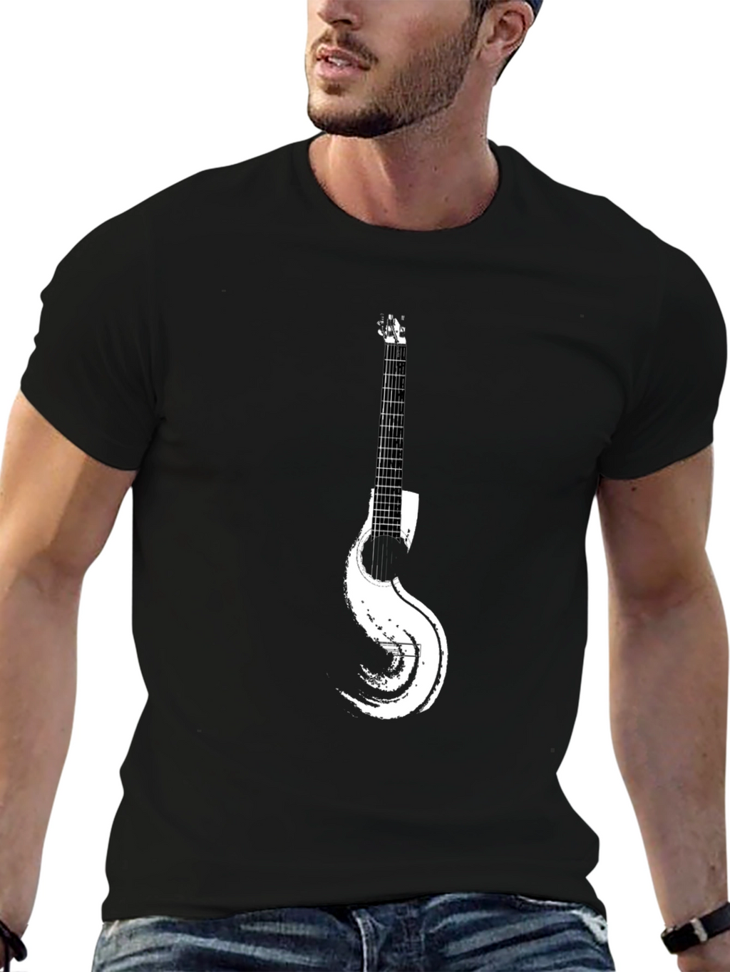 Guitar Graphic Black T-Shirt for Music Lovers