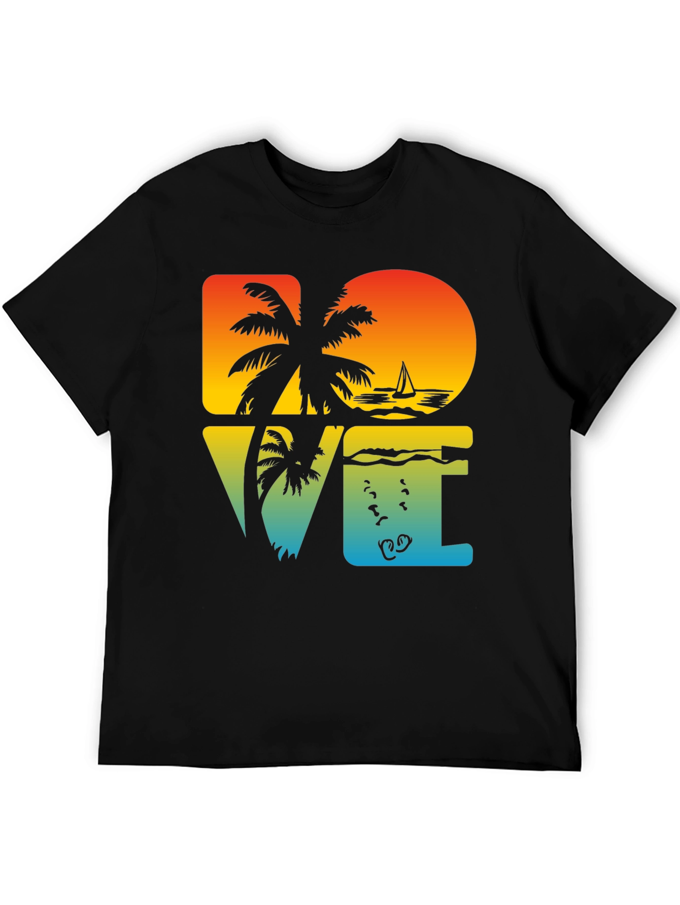 Tropical Dive Love Black Graphic Tee